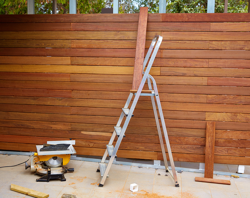 Designer wooden fence installation